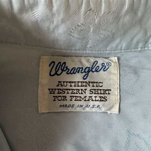 Wrangler Womens Authentic Western Shirt Size M Light Blue Floral Pattern - Picture 4 of 6